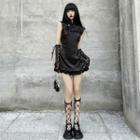 Sleeveless Mandarin Collar Mini A-line Dress