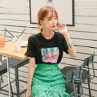 Crew-neck Pineapple Print T-shirt