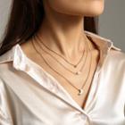 Crescent Freshwater Pearl Layered Necklace 1 Pc - Nz049 - Crescent Freshwater Pearl Layered Necklace - Gold - One Size