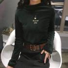 Mock-neck Embroidered Long-sleeve T-shirt
