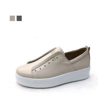 Laceless Sheepskin Platform Sneakers