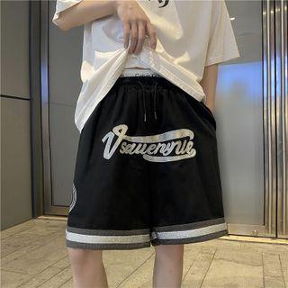 Lettering Embroidered Sport Shorts