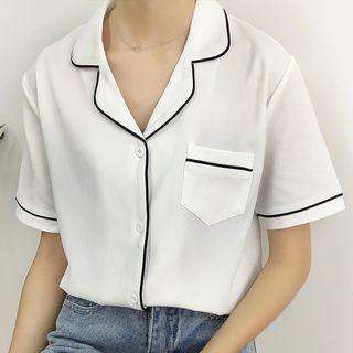 Short-sleeve Chiffon Loose-fit Blouse