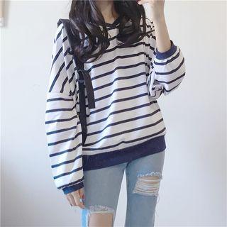 V-neck Long Sleeve Striped T-shirt