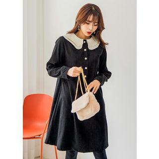 Tall Size Petal-collar Midi Winter Dress