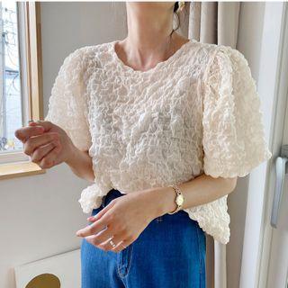 Short-sleeve Ruched Blouse