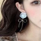 Flower Resin Dangle Earring 1 Pair - 925 Silver Needle - Gold - One Size