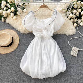 V-neck Knotted Chiffon Dress
