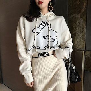 Straight Cut Lettering Midi Knit Skirt