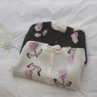 Printed Flower Knit Sweater