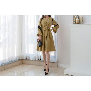 Lace-trim A-line Trench Coat With Sash
