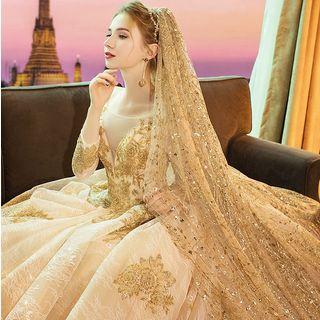 Sequin Wedding Veil Gold - 175cm