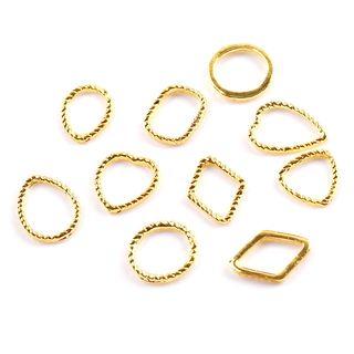 Set Of 5: Ribbed Metal Nail Art Decoration (various Designs)