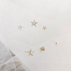 3-pair Set: Star Stud Earring Set Of 3 Pair - Steel - One Size