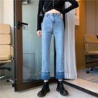 Roll-up High-waist Straight-leg Jeans