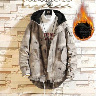 Plain / Camo Faux Shearling Hooded Jacket
