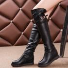 Faux Leather Buckled Over-the-knee Boots