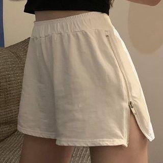 Elastic Waist Zipped Side Shorts