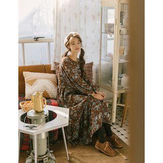 Flower Pattern Tiered Long Dress