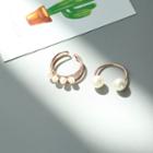 Set Of 2: Ring (various Designs) Set Of 2 - J040 - Rose Gold - One Size