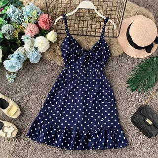 Bow-detail Dotted Sleeveless Dress