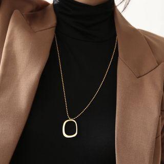 Hoop Pendant Stainless Steel Necklace Necklace - Geometric - Hoop - Gold - One Size