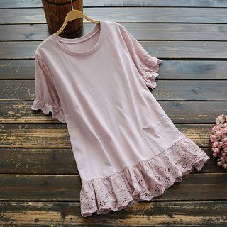 Pocket Detail Embroidered Short-sleeve T-shirt