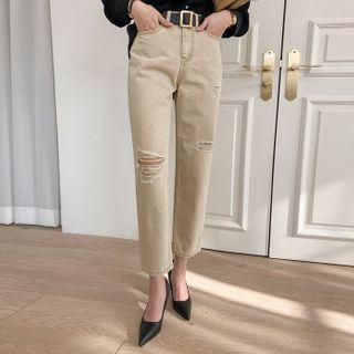 Distressed Washed Cotton Pants