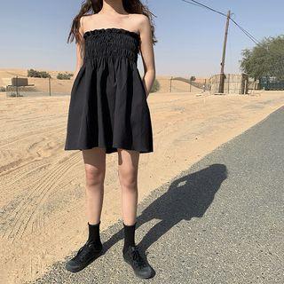 Strapless Midi A-line Dress Black - One Size
