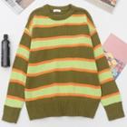 Striped Sweater Coffee & Green - One Size