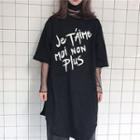 Printed Elbow-sleeve Long T-shirt