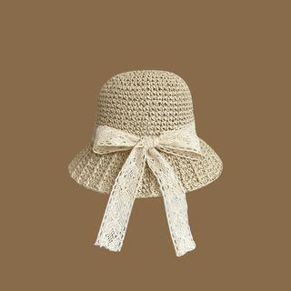 Lace Bow Woven Sun Hat
