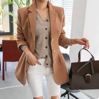 Metal-button Slim-fit Blazer