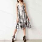 Gingham V-neck Midi Dress