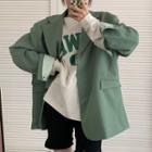 Round-neck Lettering Long-sleeve T-shirt / Plain Long-sleeve Blazer
