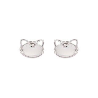 Tiger Faux Cat Eye Stone Sterling Silver Earring Earrings - Cat Stone - Silver - One Size