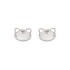 Tiger Faux Cat Eye Stone Sterling Silver Earring Earrings - Cat Stone - Silver - One Size