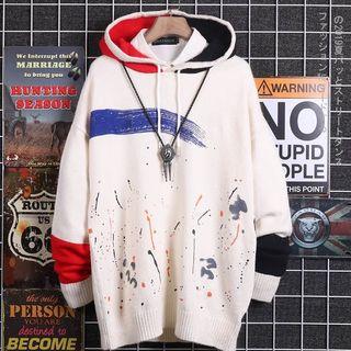 Splash Effect Knit Hoodie