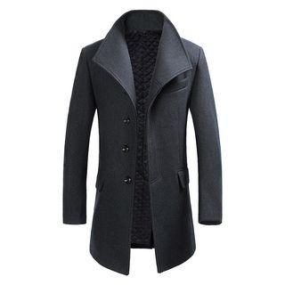 Single-breasted Slim-fit Woolen Coat