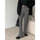 Plain Loose-fit Cardigan / High-waist Houndstooth Slim-fit Pants (various Designs)