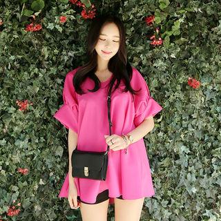 Puff-sleeve A-line Top
