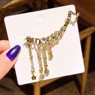 Rhinestone Alloy Fringed Earring 1 Pc - 925 Silver - One Size