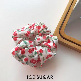 Cherry Print Fabric Hair Tie 1pc - Cherry - White - One Size