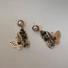 Faux Pearl Butterfly Dangle Earring 1 Pair - Silver Needle - Gold - One Size
