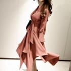 Tie-waist Asymmetric-hem Dress