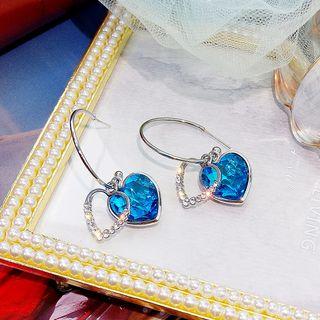 Heart Drop Earring Blue & Silver - One Size