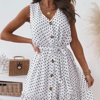 Sleeveless Dotted Mini Shift Dress