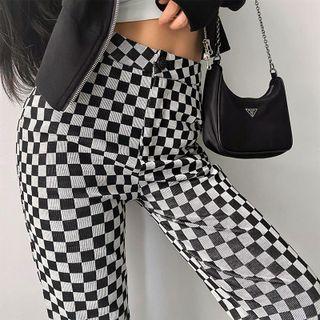 Checkered Bootcut Pants
