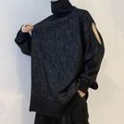Turtleneck Cutout Pullover Black - One Size
