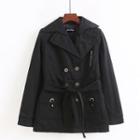 Collared Double-buttoned Jacket Black - S